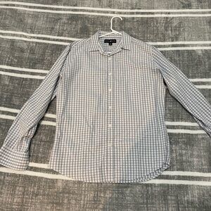 Beverly Hills Polo Club Gray Checkered Button Down Shirt